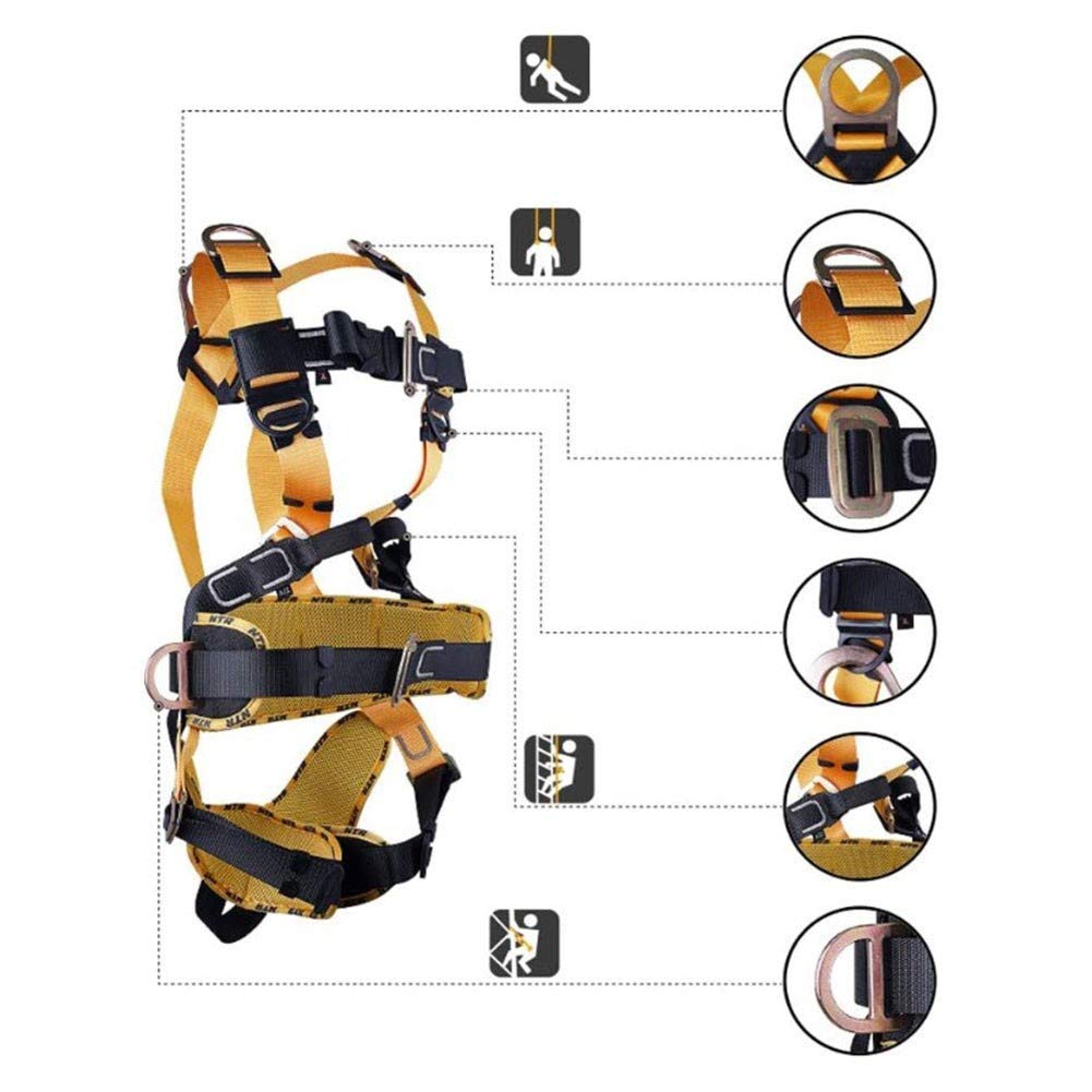 SwaYve Kits de Arnés de Seguridad, Arnés de Detención de Caídas de Cuerpo Completo Arnés de Construcción Herramienta para Techos Industriales Equipo de Protección Personal