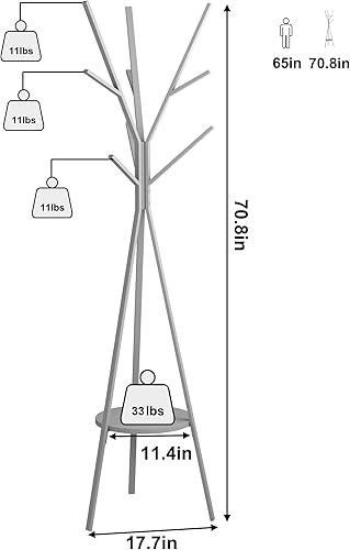 Miniatura 14 de Perchero para sombreros, soporte de metal para sombreros, con 9 ganchos para ropa, sombreros y bufandas, color negro, 17.72 pulgadas de ancho x