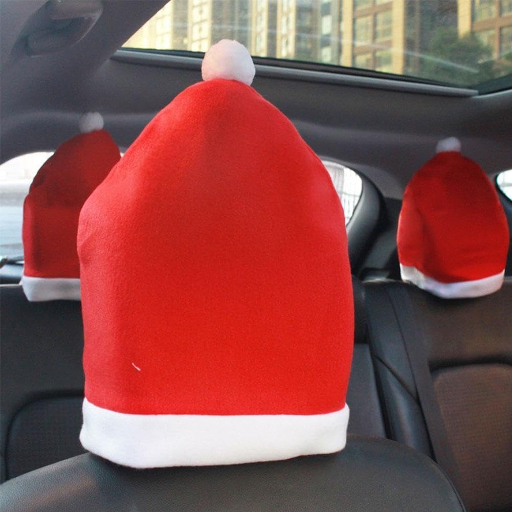 JIEYAO Lot De 4pcs Housses D'appui-Tête De Chapeau De Noël