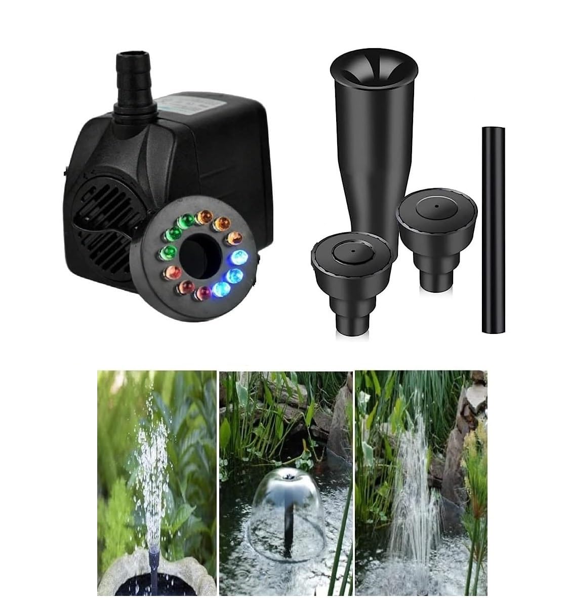 Asian Pump & Machineries 10w Submersible Fountain with Mushroom & Shower Set 12 LEDs Auto Color Chan (B0B753XNSR) Amazon Price History, Amazon Price Tracker