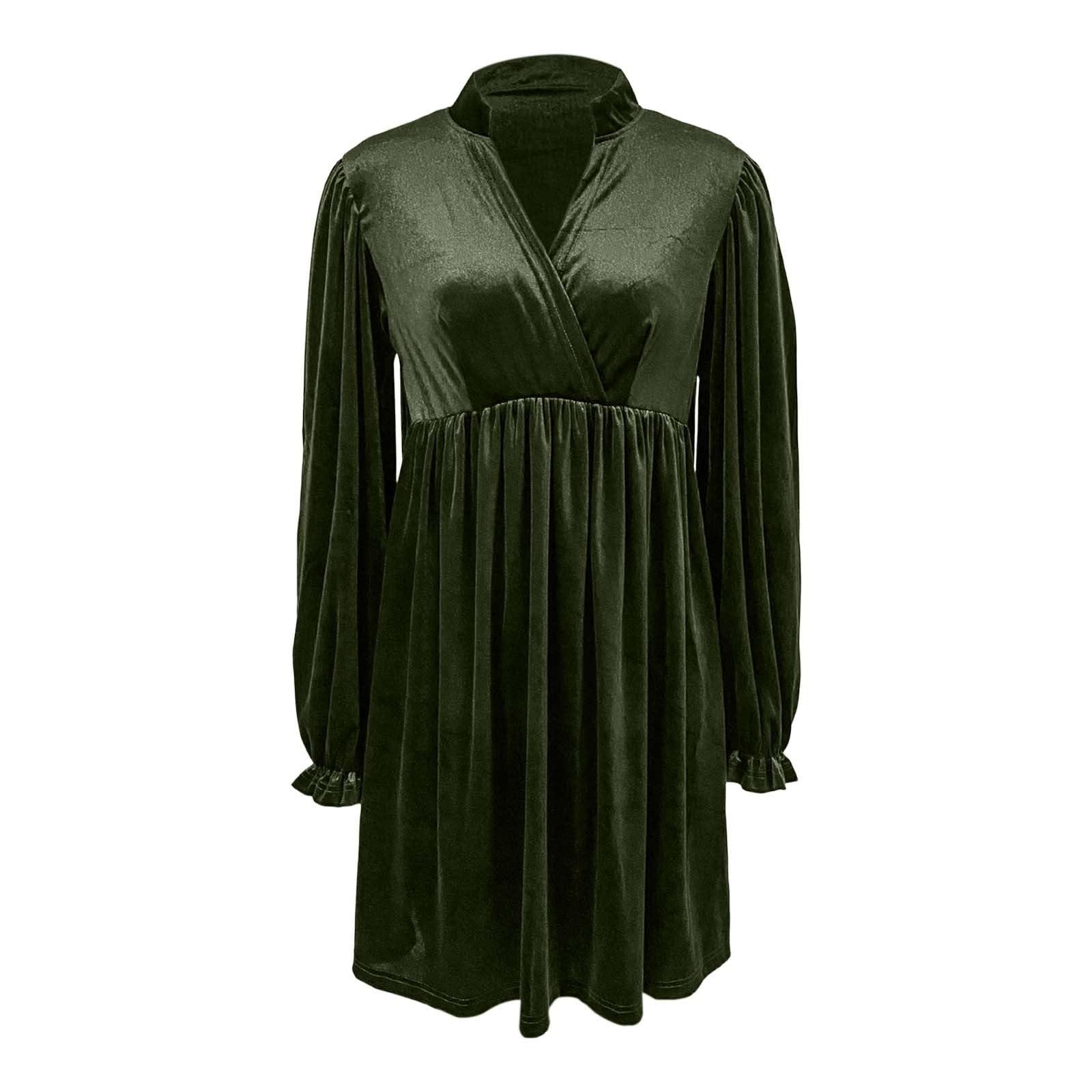 TTDGYYXW Freizeitkleider Strickkleid Damen Pulloverkleid Elegantes Herbstkleid Winterkleid Lässiges Samtkleid Elegantes Retro-Kleid mit kurzen Ärmeln A-Linie Urlaub Party Tunika mit