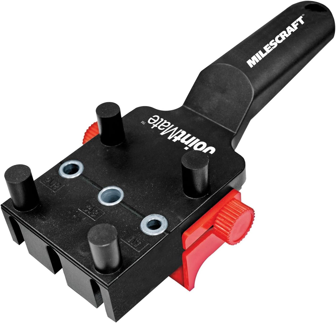 Milescraft 1382 Metric Joint Mate - Handheld Dowel Jig for Corner, Edge, and Surface Joints, 3 Metal Bushing Sizes (6mm, 8mm, 10mm) and Self-Centering Pins, Includes Removable Fence