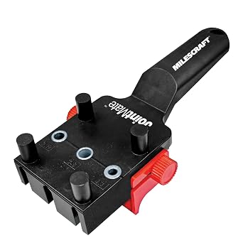 Milescraft 1382 JointMate Metric Self-Centering Handheld Dowel Jig with 3 Metal Bushing Sizes 6mm, 8mm, 10mm - Complete Doweling Jig Kit with all Accessories