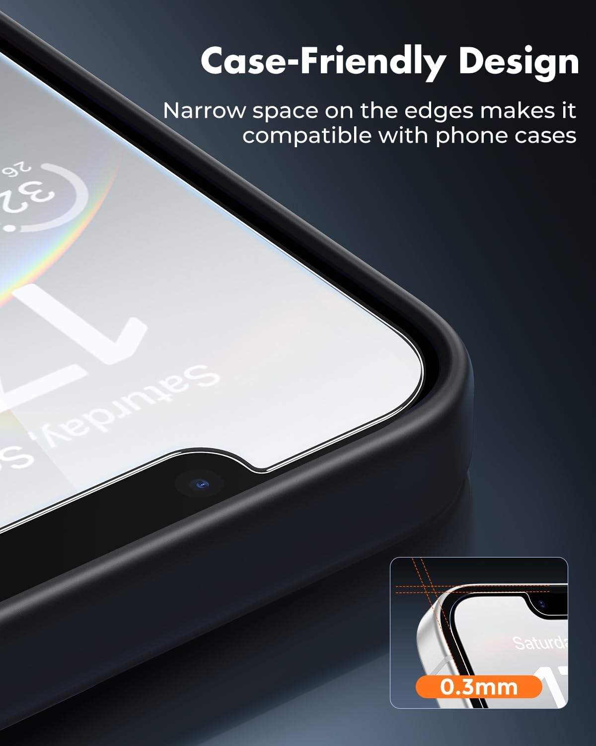 UNBREAKcable 3-Pack Screen Protector for iPhone 16e, Double Shatterproof Tempered Glass [Easy Installation Frame] [9H Hardness] [99.99% HD Clear] [Case Friendly] for iPhone 6.1 inch - Image 5