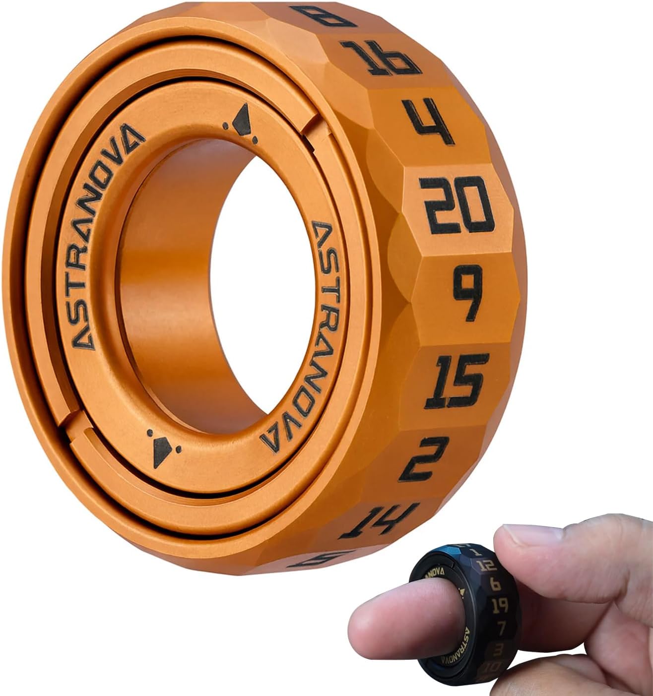 Stellar D20 Dice Ring - Spinner Dice for DND RPG Tabletop Gaming Accessory with Rotating Dice D20 CNC Machined Brass Spinner Ring for D&D Gift for Dice Goblins, DM & Fantasy Engineers Anxietyrelief