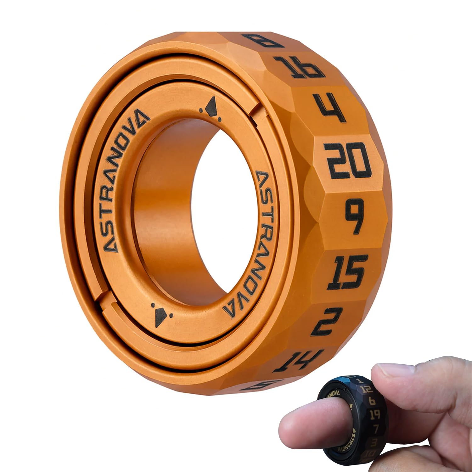 Stellar D20 Dice Ring - Spinner Dice for DND RPG Tabletop Gaming Accessory with Rotating Dice D20 CNC Machined Brass Spinner Ring for D&D Gadget Gift for Dice Goblins, DM & Fantasy Engineers — image 1