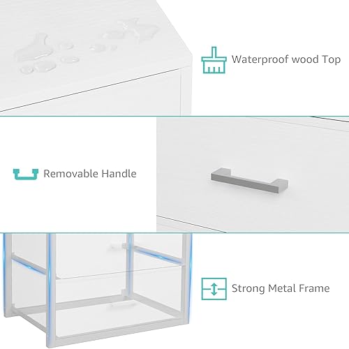 Miniatura 8 de BOLUO Cajones de armario blancos con 3 cajones para organizadores de clóset y almacenamiento de dormitorio dormitorio moderno