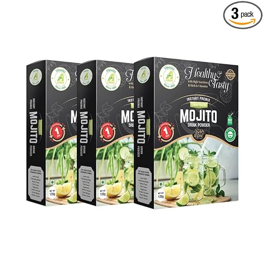 Minnitz Fresh and Delicious Mojito Juice Powder | Instant Mix | High Protien | |No Added Preservatives | No Chemical 360 g(Pack of 3)