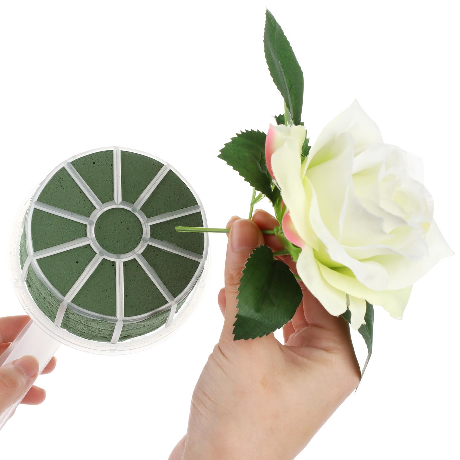 Veemoon 2pcs Bouquet Foam Floral Holder Floral Handle Green Floral Arrangement Foam Flowers Artificial Flowers Handle DIY Foam Grip Flower Arrangement Plastic Tool Wedding Bridesmaid
