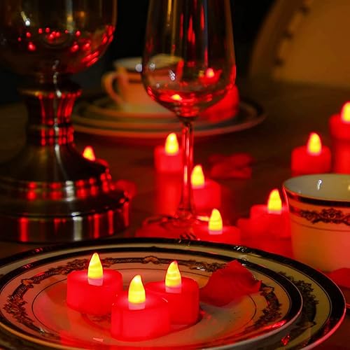 Miniatura 4 de Juego de noche especial de decoración romántica decoración del día de San Valentín 24 velas LED de té y 2000 pétalos de rosa artificiales para noche