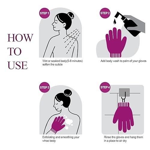 Miniatura 37 de Evridwear Guantes de baño exfoliantes de doble textura para ducha, spa, masaje y exfoliaciones corporales, removedor de células muertas de la piel