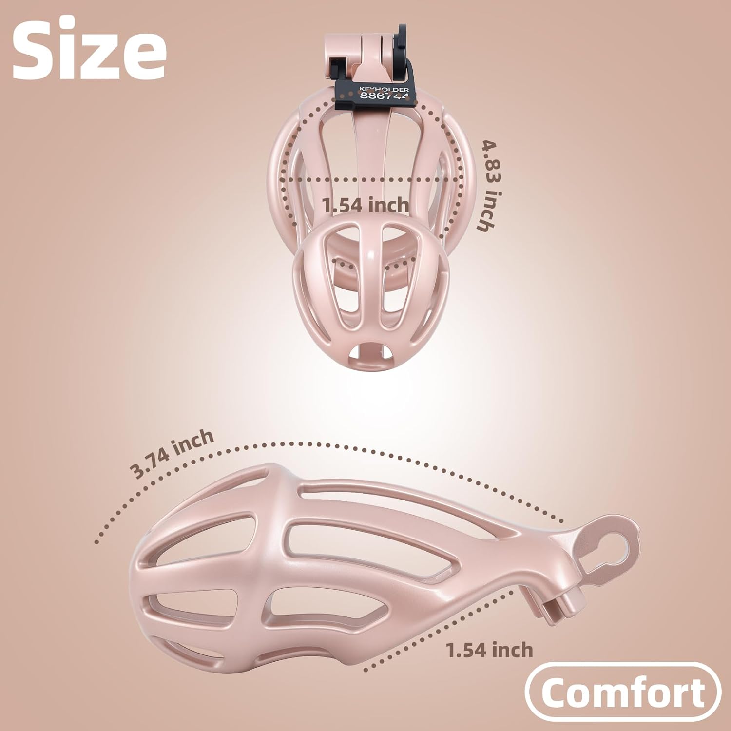 3D Printed Male Chastity Cage with Catheter Chastity Device with 5 Rings Cock Cage for Men Penis Exercise Bondage Gear & Accessories BDSM Sex Toy Slave Tool (Comfort)