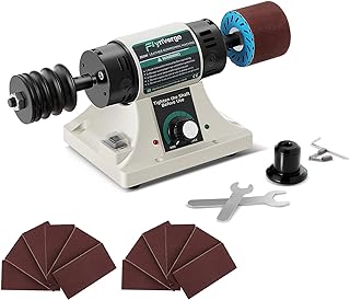 Leather Burnishing Machine with 12pcs Sanding Sleeves Adjustable Speed Burnisher Leather Edge Polishing Grinding Kit Rosewood Grinding Head Sander Buffing Motor 110V