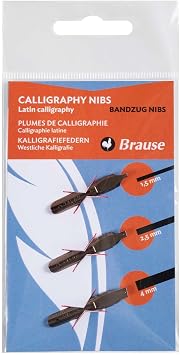 Brause 16500B - Bag of 3 - Bandzug calligraphy nibs - 1.5 mm, 2.5 mm and 4 mm - Calligraphy - Writing - Creative Tools - Lettering - Arts and Crafts