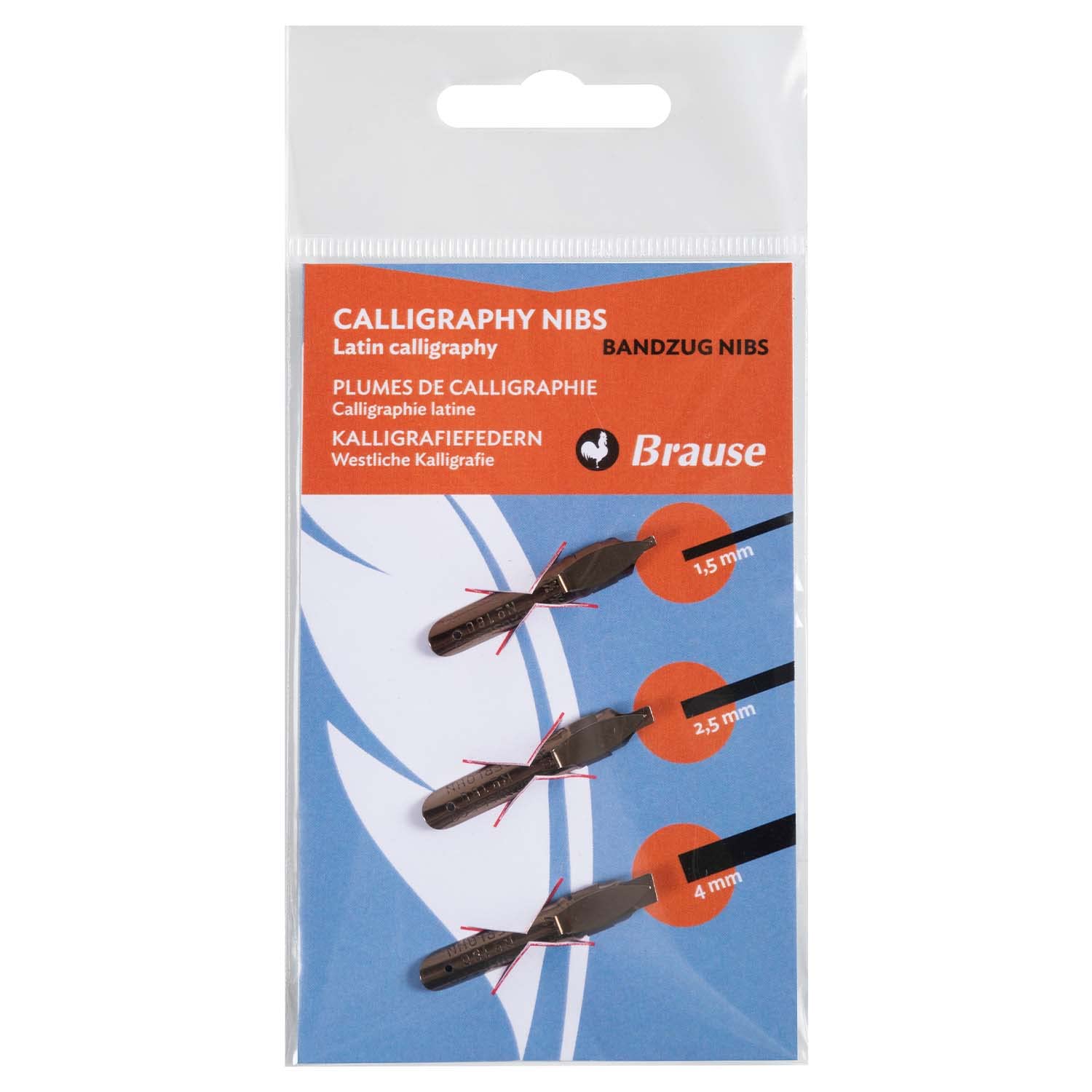 Brause 16500B - zestaw 3 stalówki do kaligrafii Bandzug (1,5 mm, 2,5 mm i 4 mm)