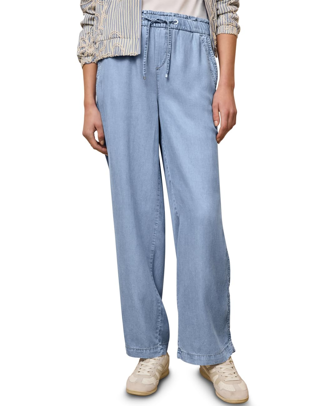 Street One Studio Damen Straight Leg Hose mit Paperbagbund 3817382