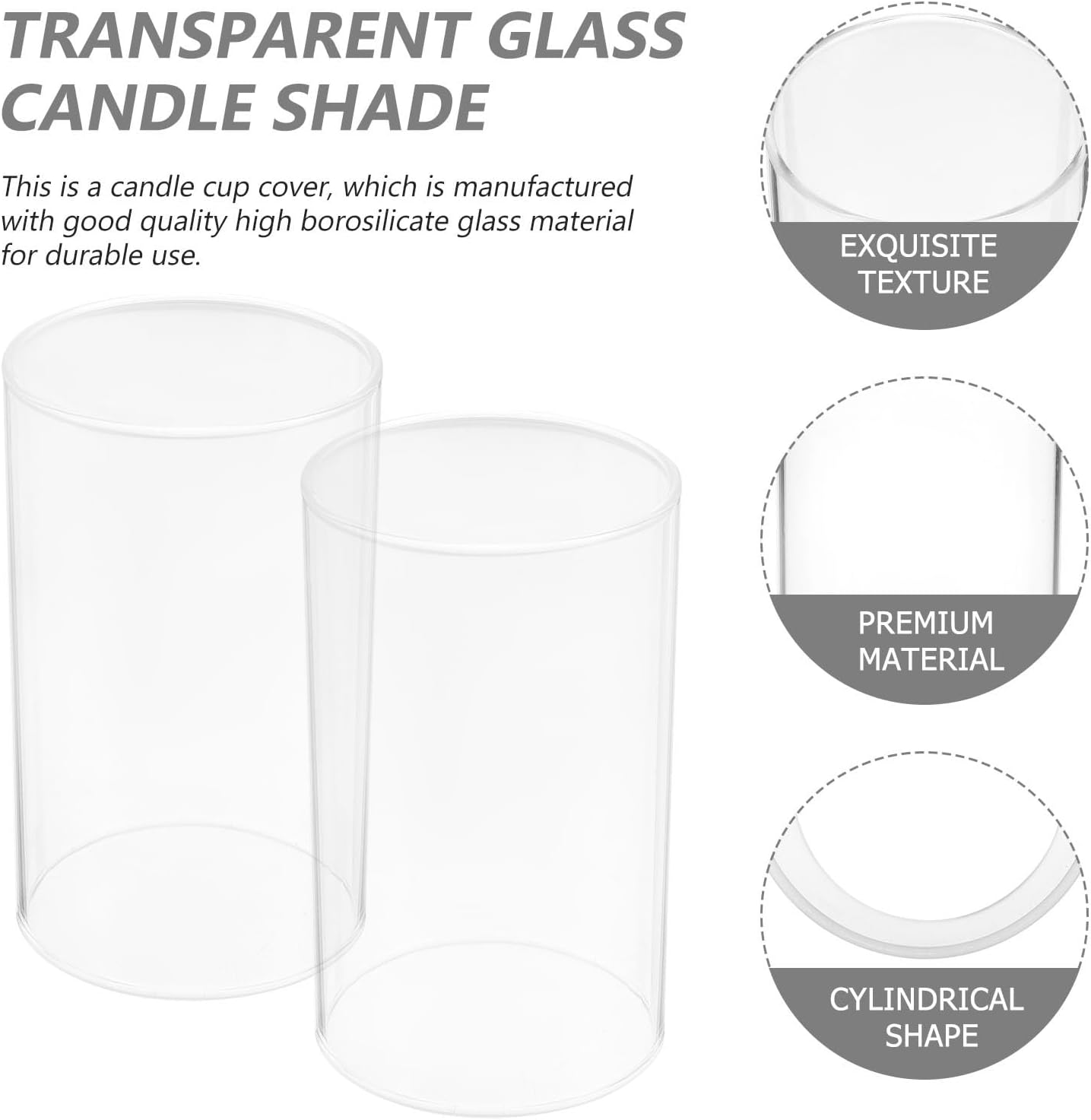 4Pcs Transparent Glass Cylinder Candle Covers 3.94In Windproof Hurricane Candle Glass Sleeves for Pillar and Votive Candles Home Decoration Weddings and Events - Image 4