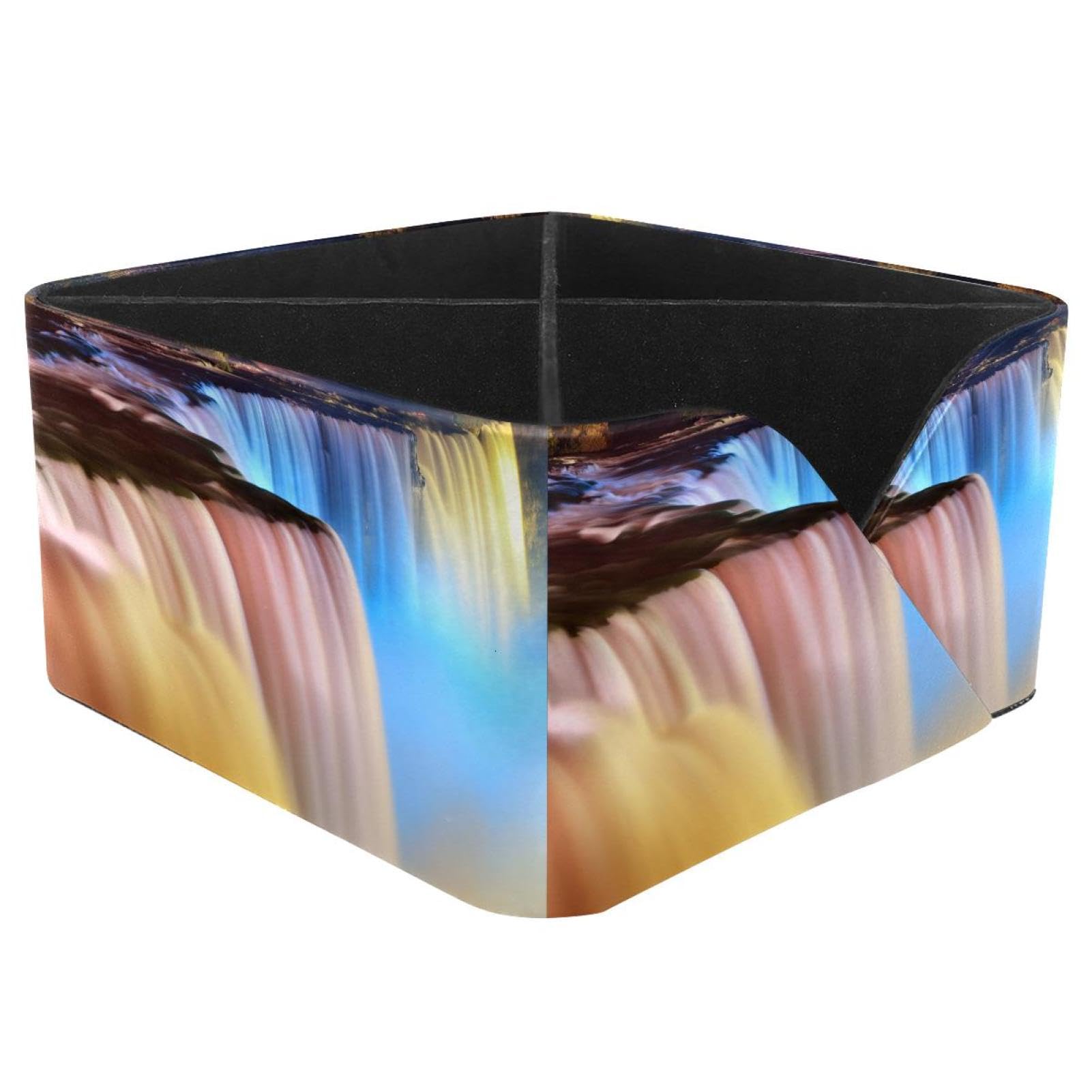 KengjuTesu Waterfall Desktop Organizer Pen Holder, Rectangular Pencil Cup for Office, Study and Makeup Stations