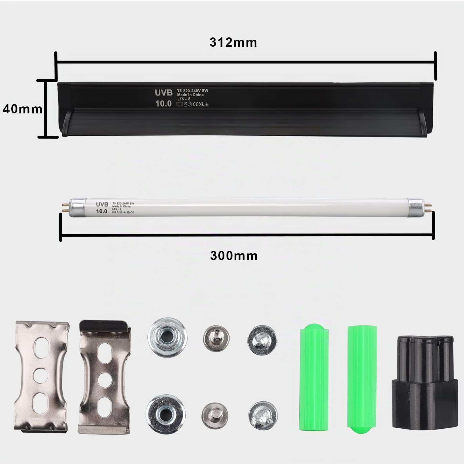 DERNORD Tubo de luz para reptiles T5 - 10.0 8W HO T5 UVB, tira de luz de alta salida UVB para tortuga dragón barbudo