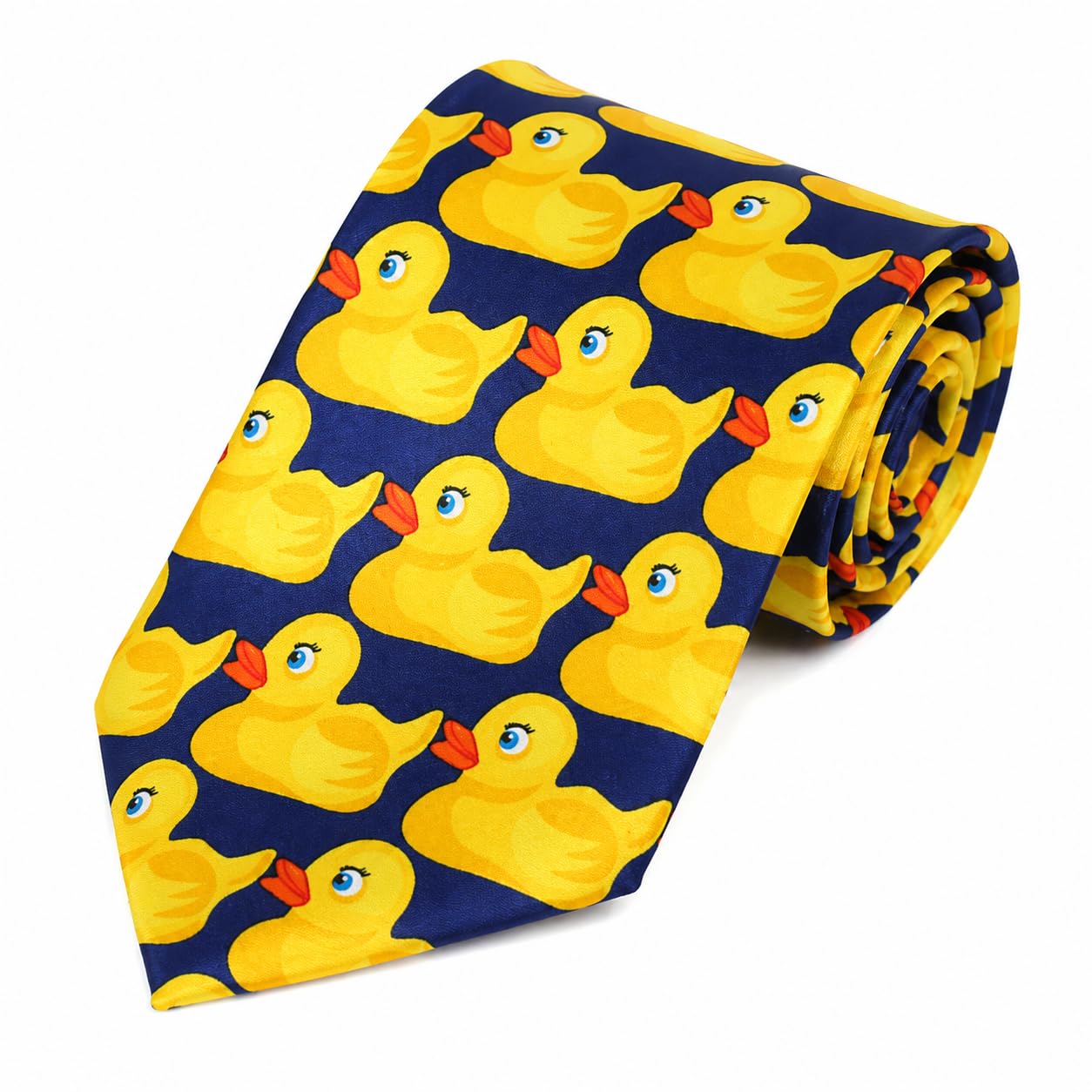 angeer Men's Cartoon Duck Print Necktie Blue Novelty Tie for Parties and Events, Yellow-picture-55