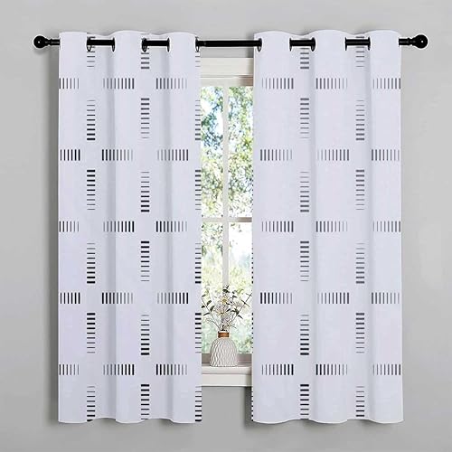 Cortina para ventanas, color claro, geometría, línea de celosía, cortinas opacas modernas para puertas correderas, cortinas opacas para Ventanas de