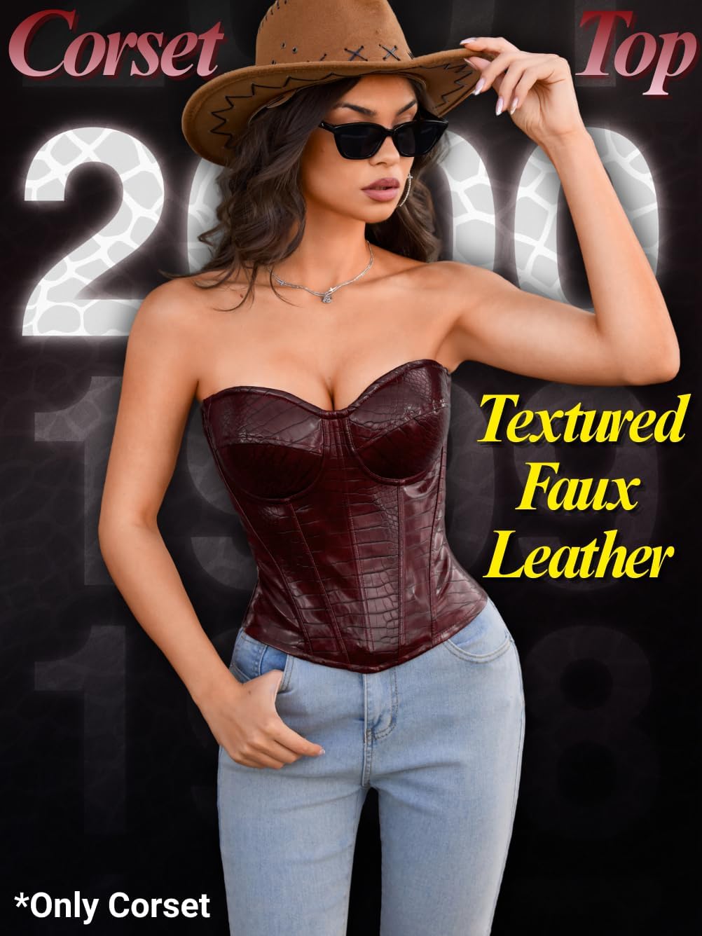 Womens Sexy Corset with 2 Straps (Wide & Thin), Boned Underwire Zipper, Overbust Bustier Rave Tube Top Size 00-10 - Image 2