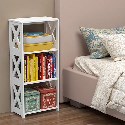 Miniatura 7 de Rerii Estantería pequeña de 4 niveles para niños, estantes abiertos para niños, estuche de almacenamiento de libros de pie, estante de exhibición