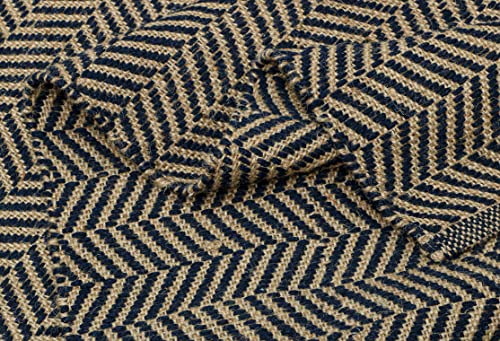 The Home Talk Hand Woven Zig Zag Area Rugs | Carpets For Living Room, Bedroom, Hall, Family Gatherings | Braided | Natural Jute Fibers | Home Decorators | 5 X 8 Feet | Navy Store #TOP5