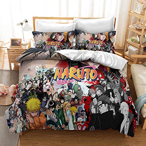 CHAOSE-ESB Funda De Edredón Juego De Funda Nórdica para Cama Individual Y Ropa De Cama Naruto Sasuke Kakashi Cove Antiarrugas (Shippuden 03,(150x200cm)-Cama de 90)