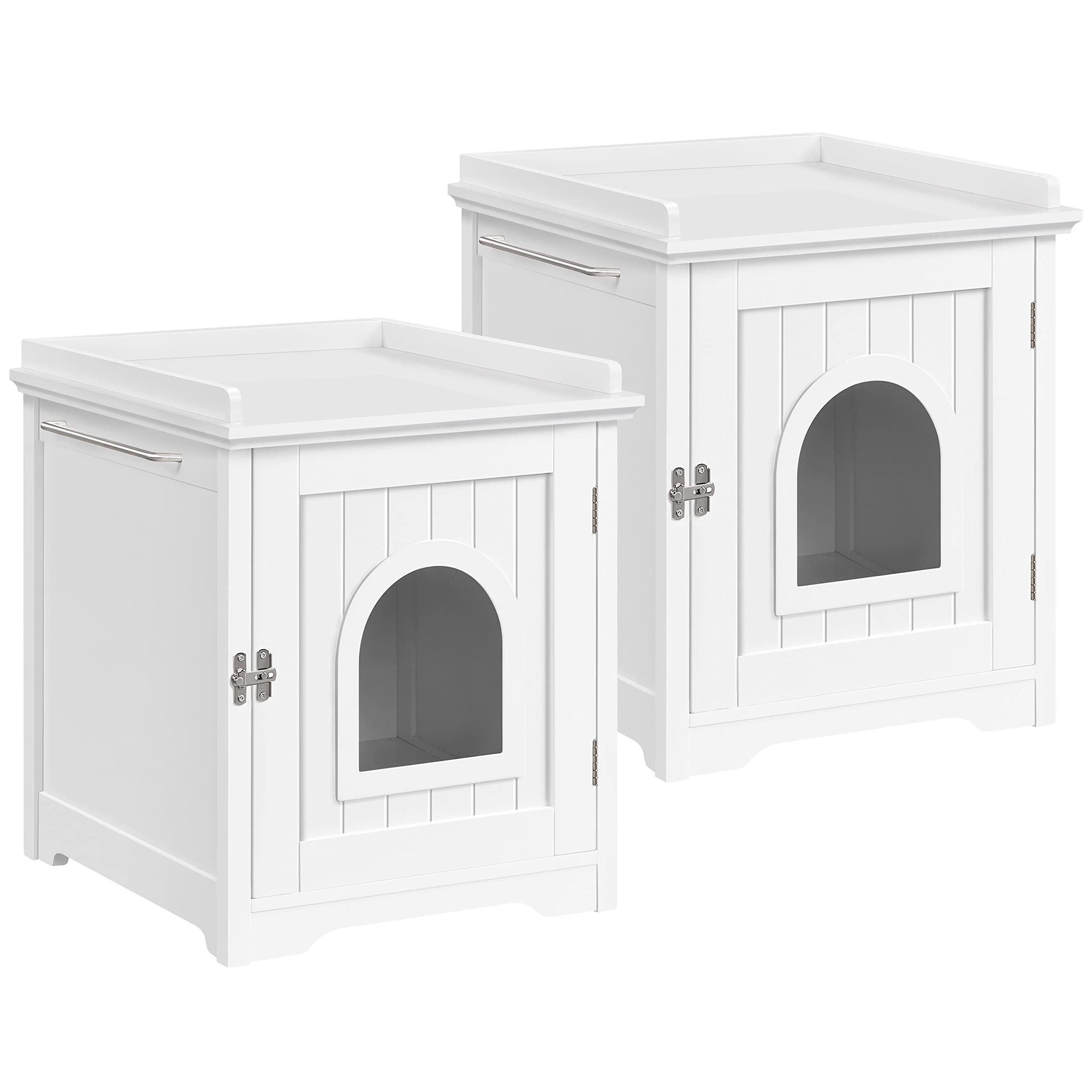 Yaheetech 2X Yaheetech Mueble Arenero para Gatos Medianos Casa para Gato con Puerta Ventilado Cueva de Gatos para Descanso Caja de Arena para Gatos Blanca