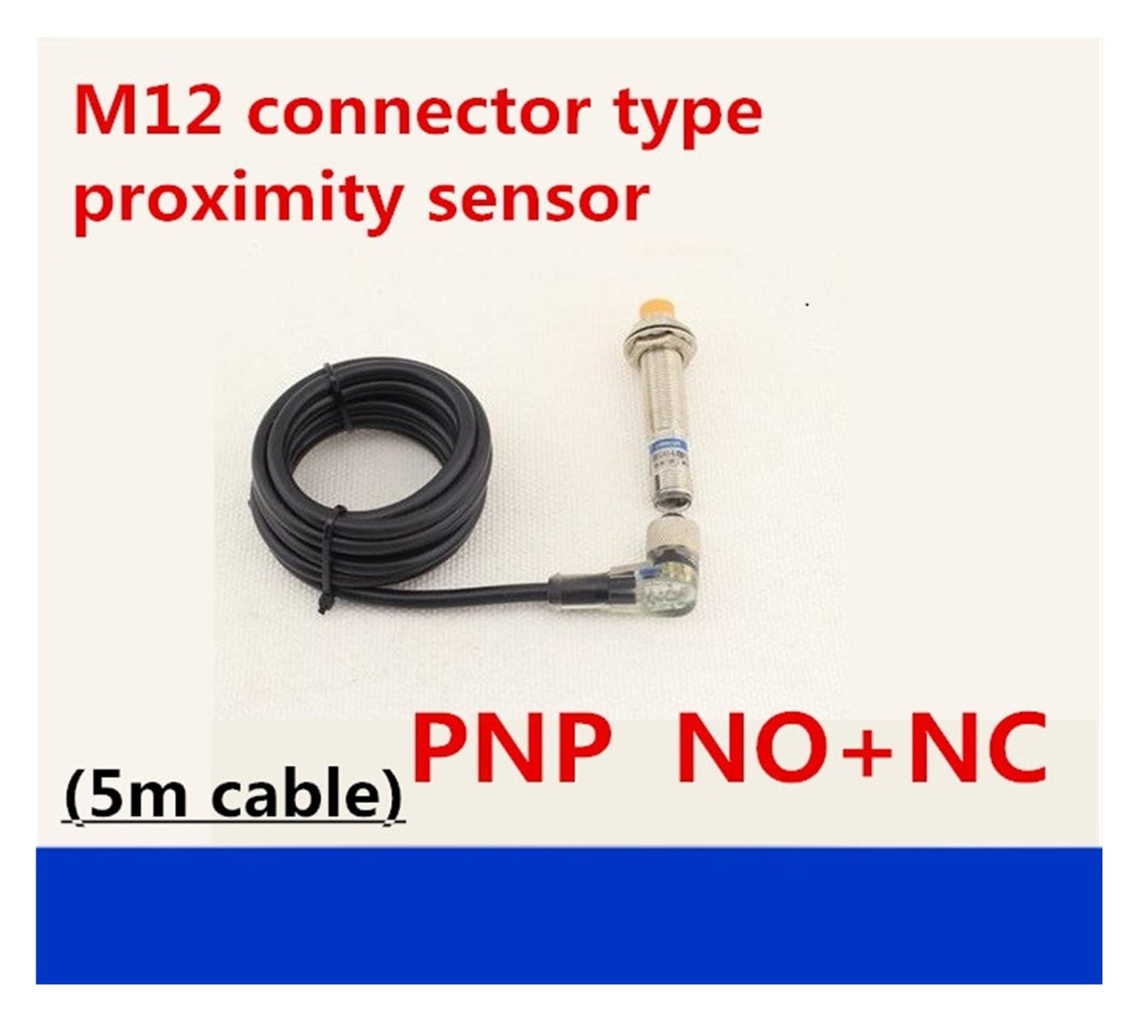 Czujnik zbliżeniowy M12 PNP NO+NC, przełącznik zbliżeniowy DC, 4-żyłowy kabel 5 m, wtyczka kątowa z wyświetlaczem LED (bez spłukiwania 4 mm, PNP NC)