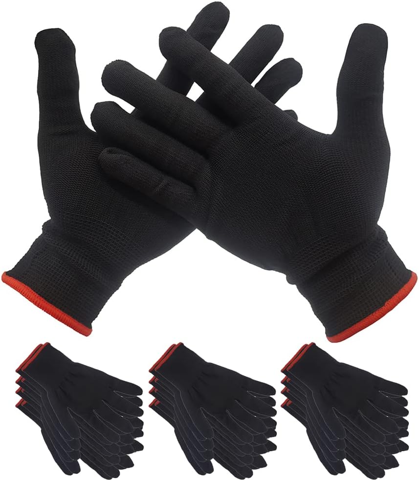 10 Pairs Non-slip Nylon Working Gloves Anti-Static Labor Vinyl Wrap Gloves for Building Application Wrap Decal Applications (Black)