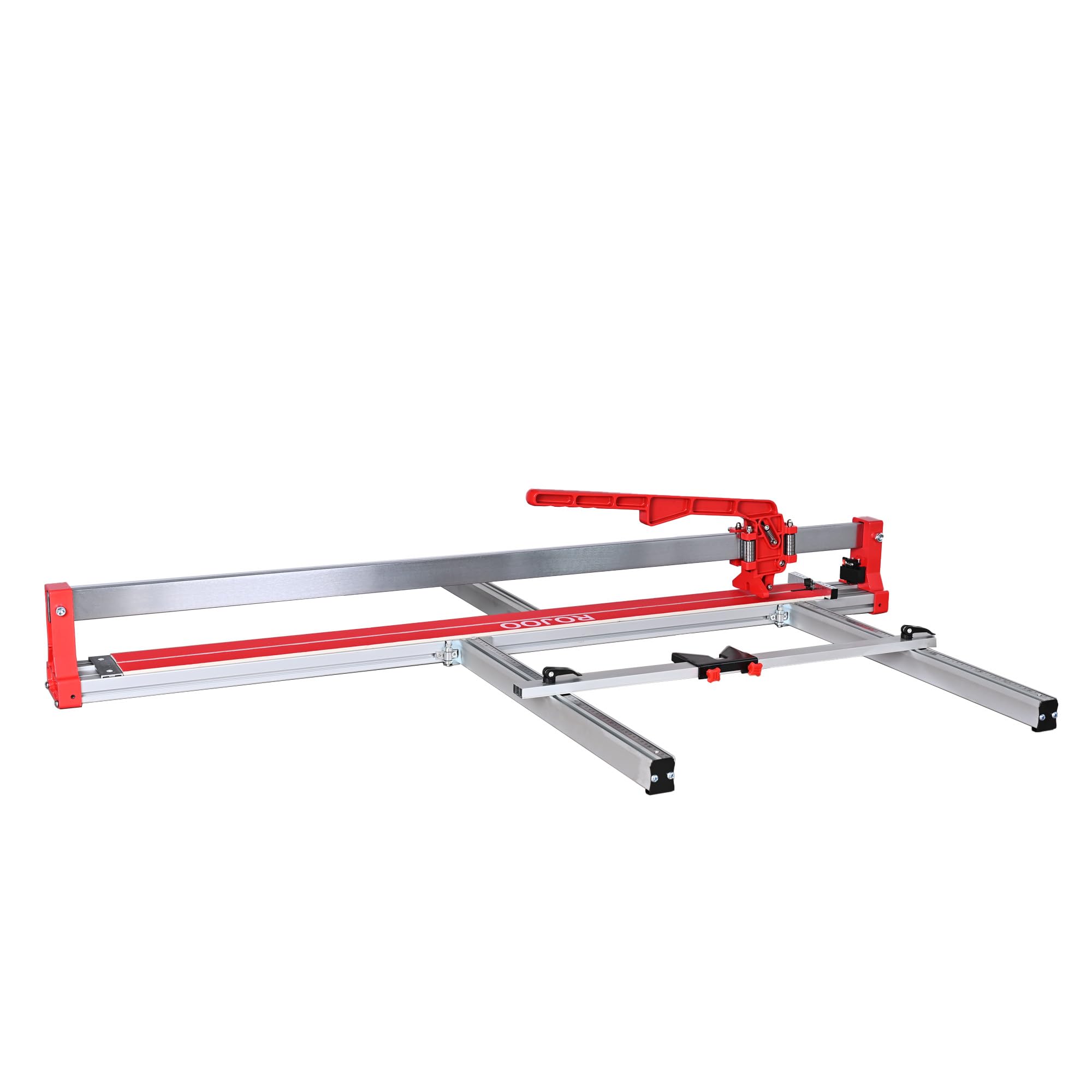 Cortador manual de azulejos de porcelana de cerámica de 1200 mm con guía deslizante, base de aluminio profesional resistente, escala de medición ajustable, rojo y plateado R2823T120 (48 pulgadas