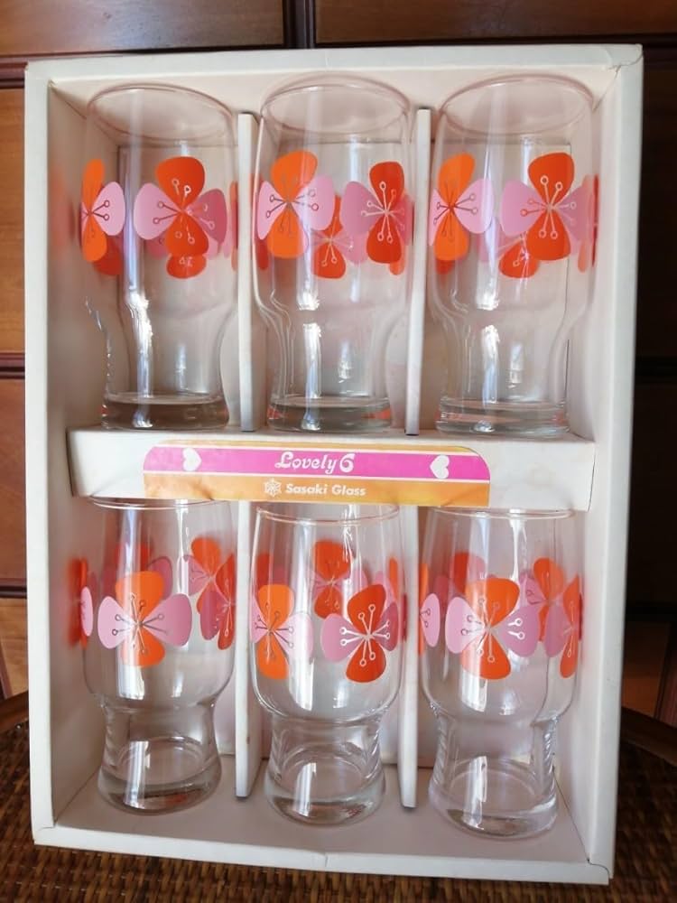 Amazon | 昭和レトロ ガラスコップ 6個セット 花柄 グラス