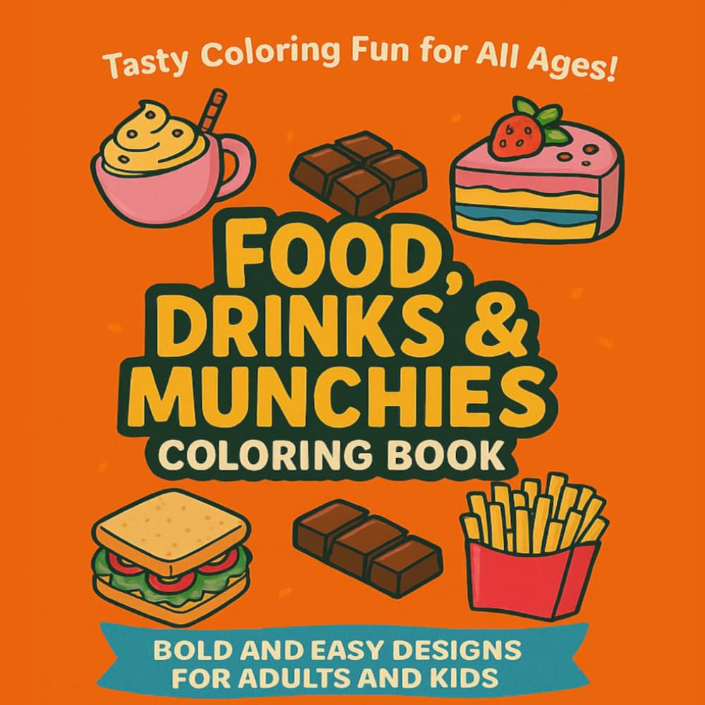Food Drinks & Munchies: Coloring Book for Adults and Children, Bold and Easy, Simple and Big Designs for Relaxation Featuring a Variety of food and ... bold and easy (Mr. Thomas Coloring Books)