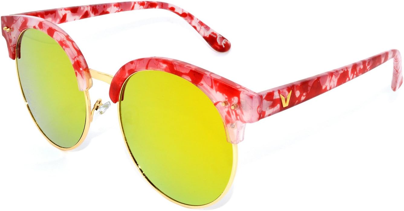 MOHAWK Ladies Brow Fashion Designer Sunglasses UV400 (Pink Marble/Gold Mirror)
