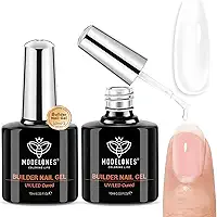 modelones Builder Nail Gel, 2 Pcs Clear Builder Nail Polish for Thickening Strengthener Apex Building Extension Rubber Base Gel Polish in a Bottle for DIY Home Salon Gifts 10ml LED Lamp Cured