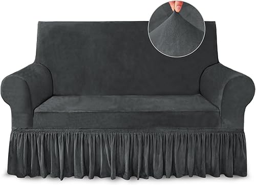 NICEEC Funda para sofá biplaza, súper suave, 1 pieza, color gris, elástica, universal, de elastano, para sala de estar, fácil ajuste, lavable,