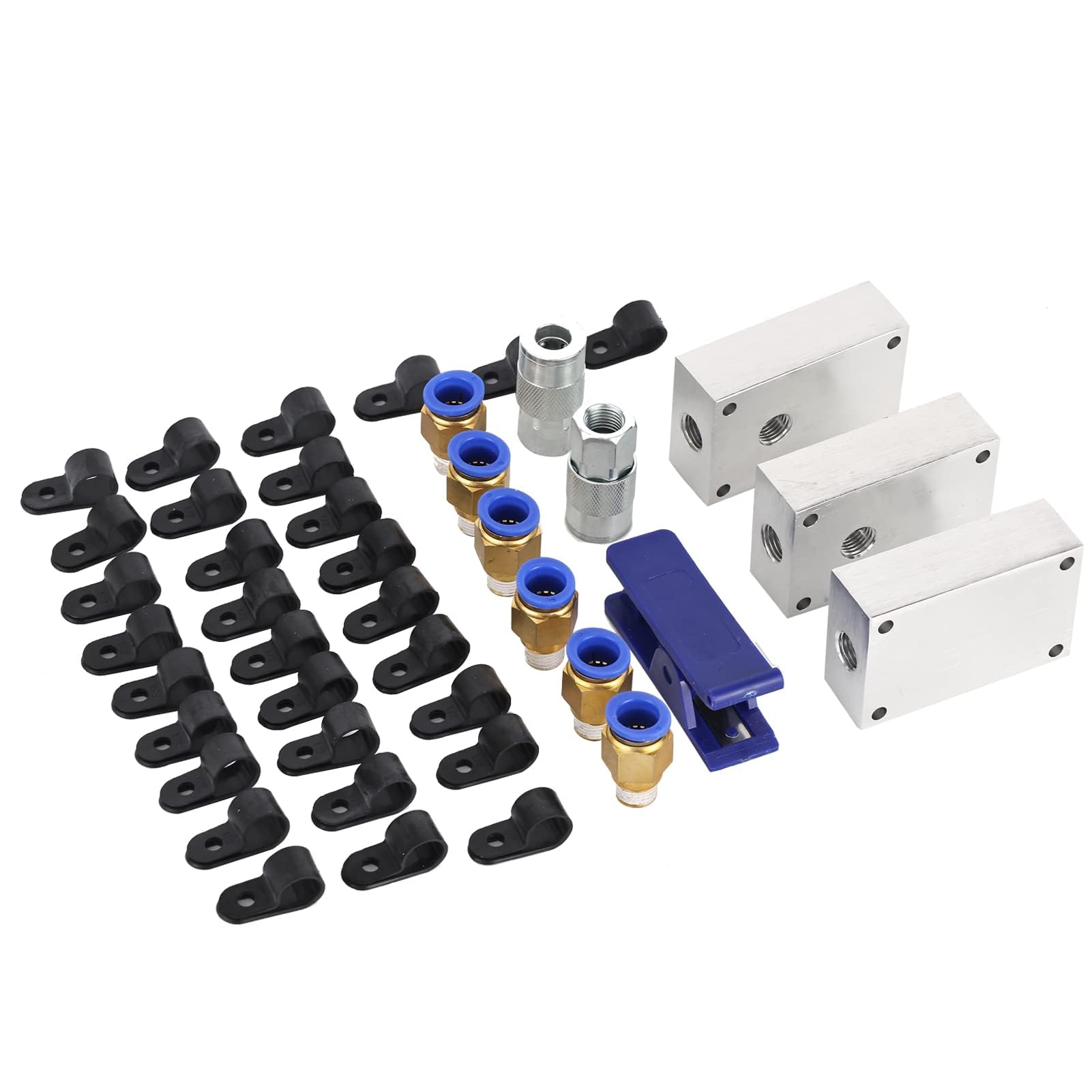 FORNAX Luftleitungs-Set mit 14-teiligem Luftdruck-zu-Verbindungsset, 30,5 m, 1,27 cm Außendurchmesser, Nylonschlauch, Luftleitungssystem, industrieller Schnellanschlusskupplung und Stecker