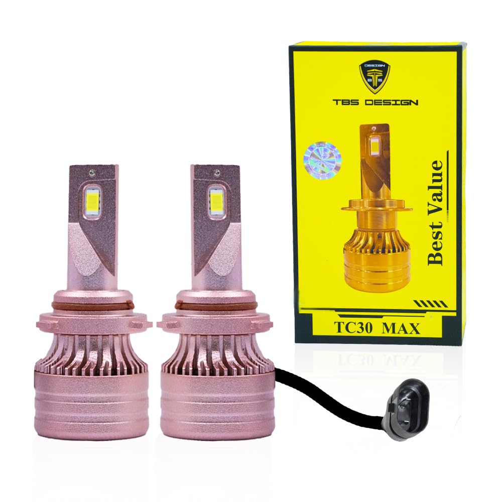 TBS DESIGN 2 Pieces TC30 MAX 9005 60W/Pair LED Headlight Bulb Assembly 6000/Pair Lumens Xtreme Bright With Color Temperature 6500K