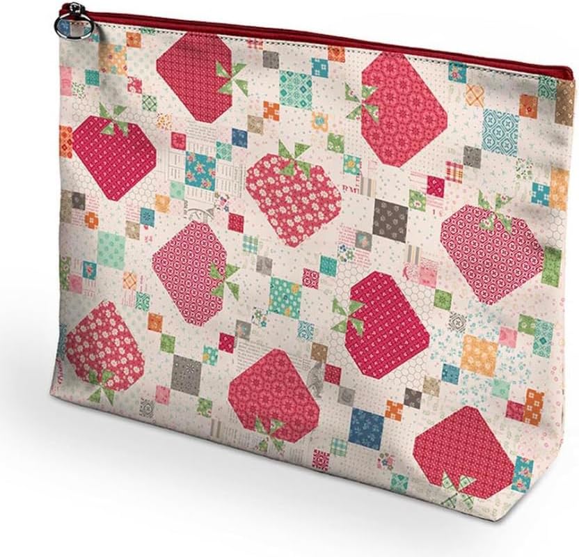 Riley Blake Farmer’s Daughter Vinyl Project Bag by Lori Holt of Bee in My Bonnet | 9" x 12" Zipper Pouch for Sewing, Crafts & Cosmetics
