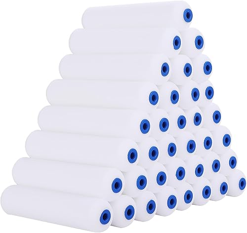 Mister Rui Rodillo de pintura de espuma, paquete de 36, cubiertas de rodillos de espuma de alta densidad de 6 pulgadas, rodillos de esponja de