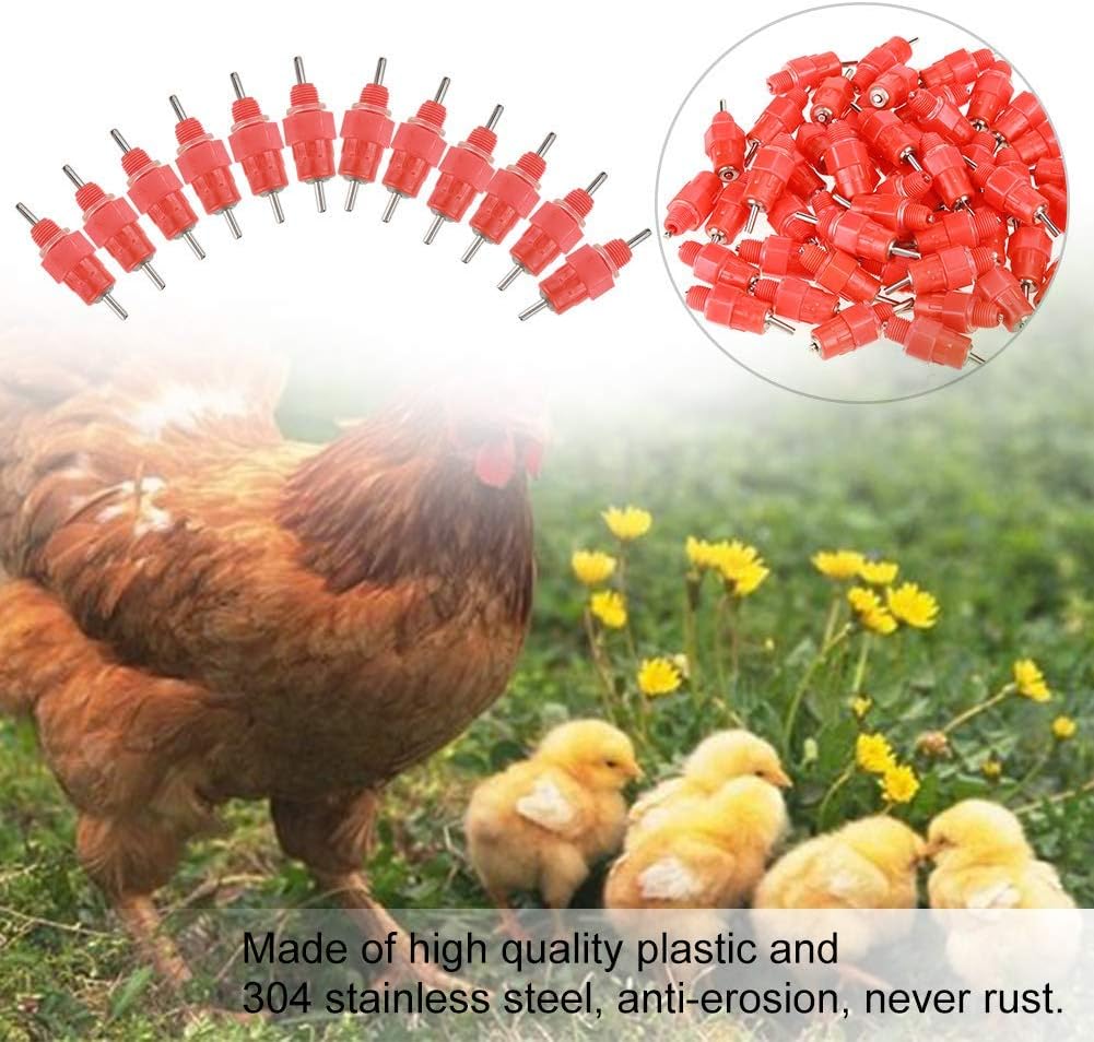 50Pcs Automatic Water Nipple Drinker Chicken Duck Hen Drinking Dispenser Waterer Feeder Poultry Screw In Style Poultry Livestock Feeding Watering Equipment - Image 4
