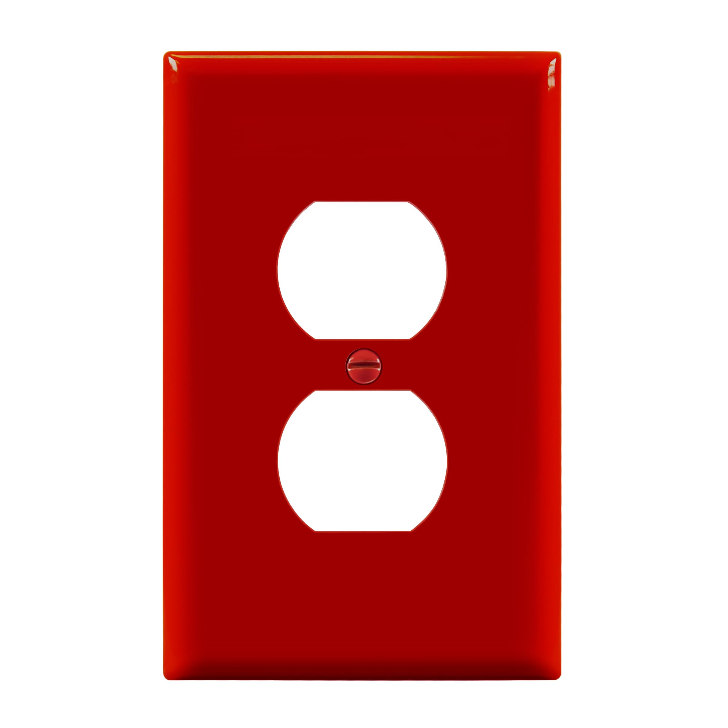 ENERLITES Mid-Size Duplex Outlet Covers Wall Plate, 1 Pack, Red