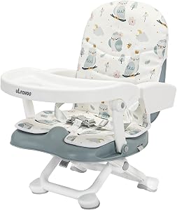 UBRAVOO Baby Booster Seat for Dining Table with Removable Tray & Cushion, 3in1 Portable Toddler Booster Seat, 4 Height Adjustable Travel High Chair for Babies and Toddlers(Wisdom of the Owl)