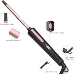 Fer à Friser Fin, Fer à Friser Petit de 3/8 po pour Cheveux Courts et Longs, Tube Carré en Céramique, Fer à Friser à Baril Petit Chauffage Rapide pour Boucles Serrées, Comprend Gant