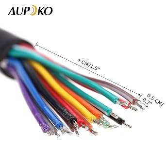 Aupoko 16 Pin J1962 OBD2 OBD-II Female Connector, OBD2 OBD-II 16 Pin Car Diagnostic Extension Cable Replacement for Open Plug Wire Cable Cord Pigtail (30cm/1ft) | Replacement for Open Plug Wire Cable Cord Pigtail, 30cm/1ft, Dash Port Pigtail Fixed Wire Harness Fixed Harness DIY