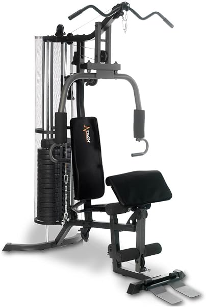 DKN Studio 7400 Compact Home Multi Gym Equipment w/Double Pulley, 80kg Weight Stack, Chest Station, Butterfly Press, Preacher Pad & Leg Developer for One Person Strength Training & Body Building - 4