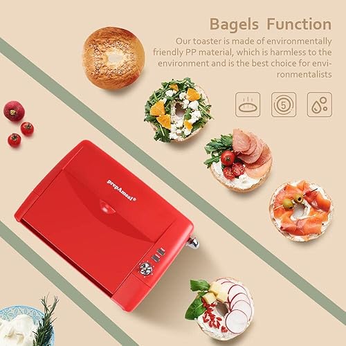 Miniatura 7 de Tostadora de ranura larga de 2 rebanadas con 6 ajustes de sombra, bagelcancelar, ranuras extra anchas, bandeja de migas extraíble, para bagels,