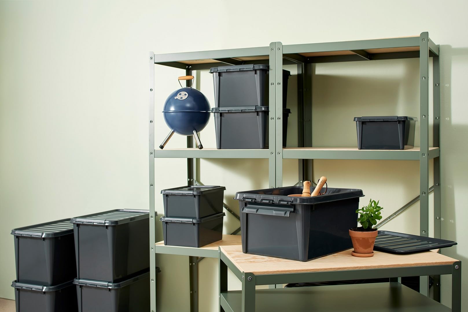 SmartStore - Lot de 10 Boîtes de Rangement Recyclées - 100% Plastique Recyclé - Recycled 14 L - Organisez Votre Maison en Respectant la Planète - Gris - 40 x 30 x 18 cm - 14L